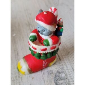 Joy mouse AS IS stocking candy cane ornament Xmas decor